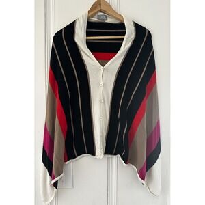 Jana Poncho Sweater S/M Colorblock Striped Cape Boho Oversized